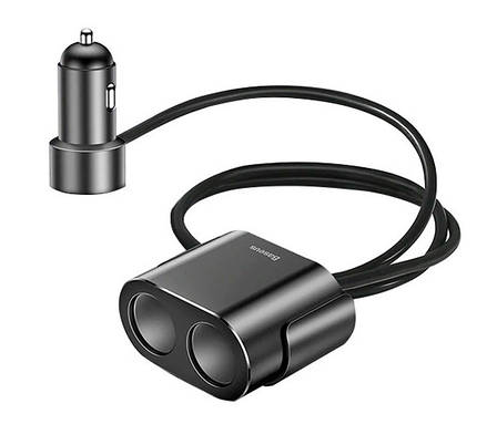 Автомобільний зарядний пристрій в прикурювач Baseus 2xUSB Швидка зарядка 80 Вт Чорний (CRDYQ-01), фото 1