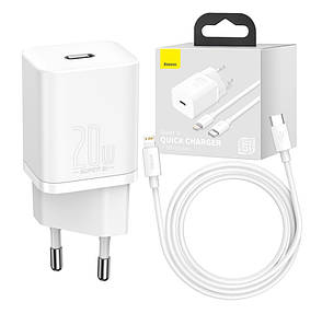 Зарядний пристрій (швидка зарядка) для телефону Baseus Q.Charger 20Вт+кабель Lightning (TZCCSUP-B02), фото 3