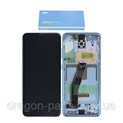Дисплей Samsung G980 Galaxy S20 з сенсором Блакитний Light Blue оригінал, GH82-22123D, фото 2