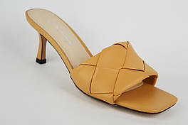 Шльопанці на підборах Berkonty 5859 37 Жовтогарячий шкіра 38, Бежевий, Шльопанці