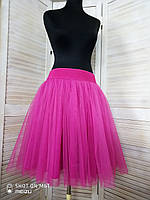 Женская юбка из мягкой евросетки цвет малина (ярко-розовый)