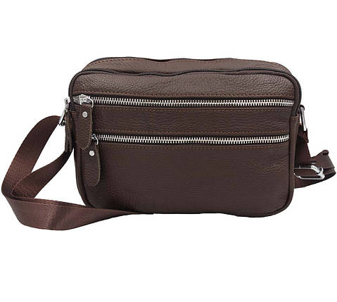 Чоловіча сумка з натуральної шкіри 3925-11BROWN коричнева. Висота-16 см, Ширина-23см, Глибина-8,5 см, фото 1