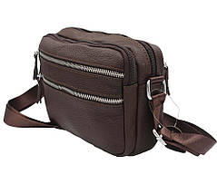 Чоловіча сумка з натуральної шкіри 3925-11BROWN коричнева. Висота-16 см, Ширина-23см, Глибина-8,5 см, фото 3
