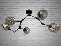 Люстра в стиле Loft Diasha - "Молекула" чёрная на 5 ламп, 882-5