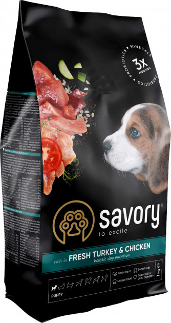 Savory Puppy Chicken Rich in Fresh Turkey (Сейворі Паппі Курка й Індичка) корм для цуценят усіх порід