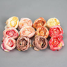 Головка штучної піоновідної троянди 5х8 см (різні кольори) штучні квіти