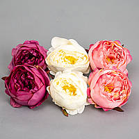 Головка искусственной пионовидной розы 7х10 см (разные цвета) искусственные цветы