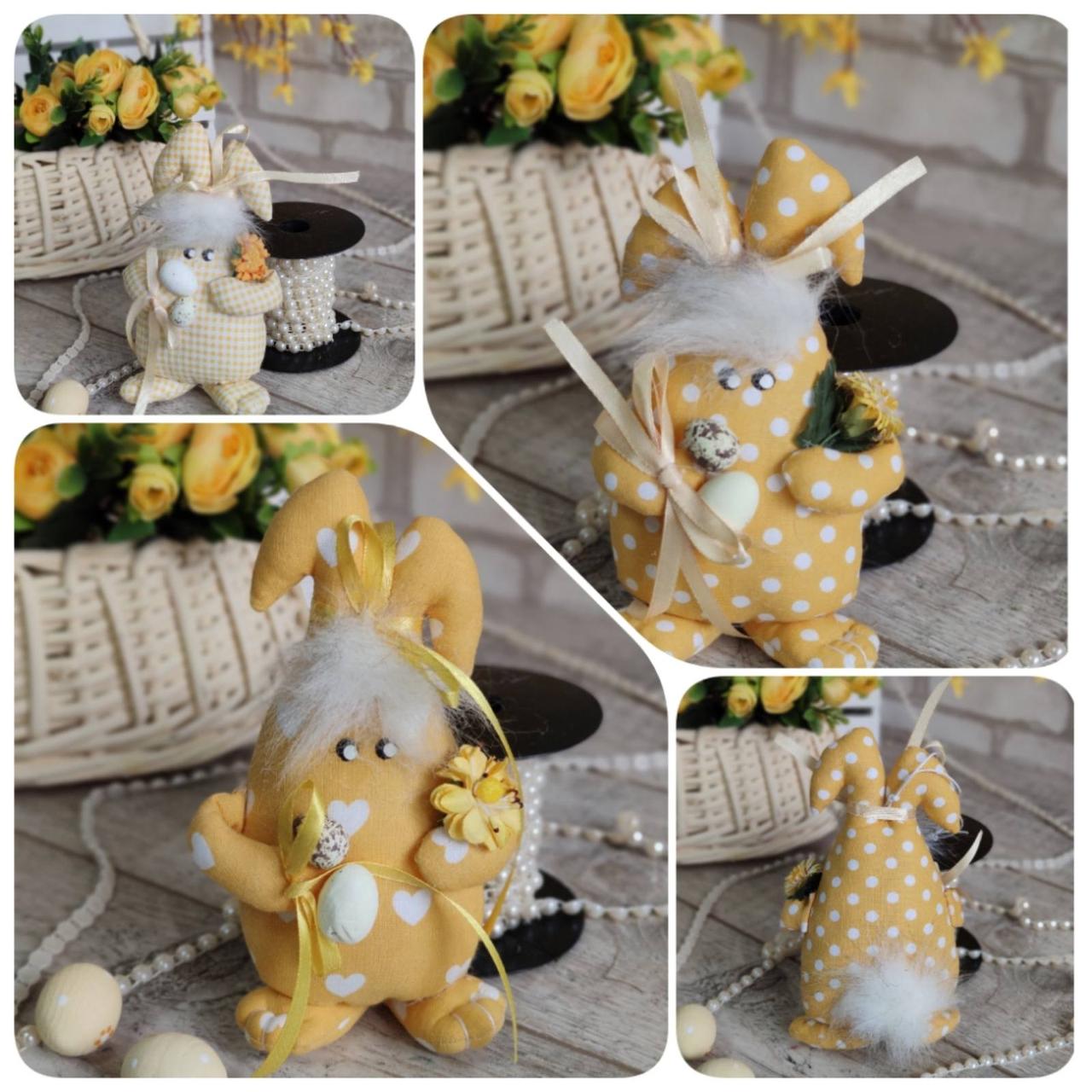 Великодній кролик Смайлик, Н-23 см, текстильна іграшка, декор на Великдень,, фото 1