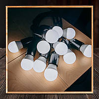 Черная Ретро Гирлянда Эдисона 25 метров + 2 метра провода к вилке на 50 LED ламп белого свечения по 4Вт