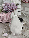 Великодній кролик Смайлик, льон, Н-23 см, текстильна іграшка, декор на Великдень,, фото 5