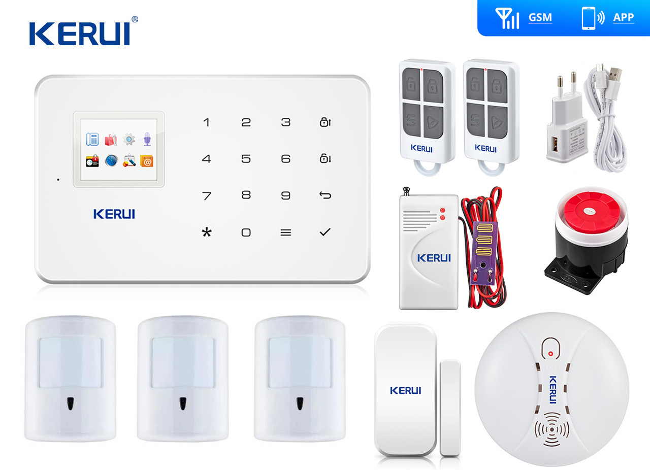 Комплект бездротової gsm сигналізації Pro з імунітетом Pet для 2-кімнатної квартири Kerui G18