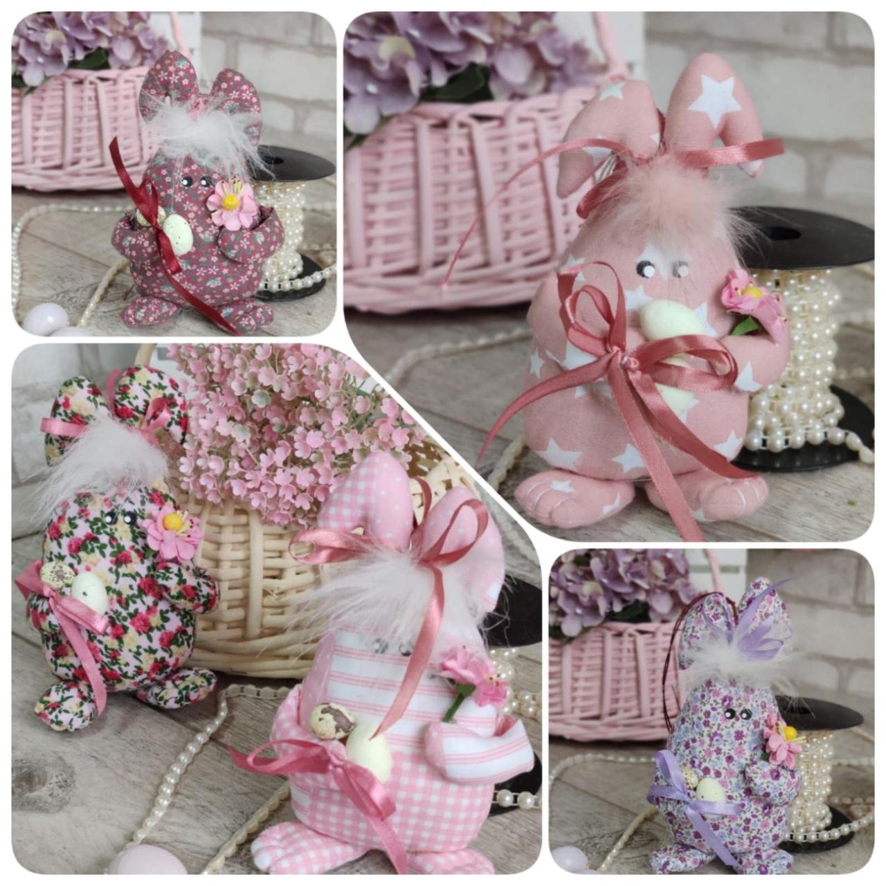 Великодній кролик Смайлик, Н-23 см, текстильна іграшка, декор на Великдень,, фото 1