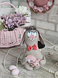 Великодній кролик з сердечком, Н-20 см, текстильна іграшка, декор на Великдень,, фото 4