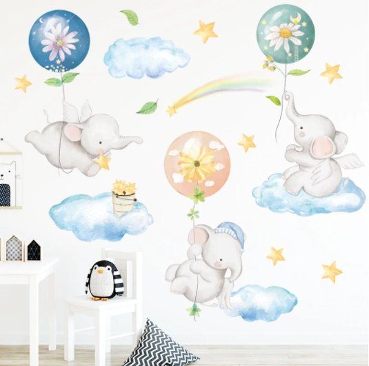 Наклейки 3 слона на повітряних кульках (лист 60 х 90 см) Б23-1 SDQ-AB