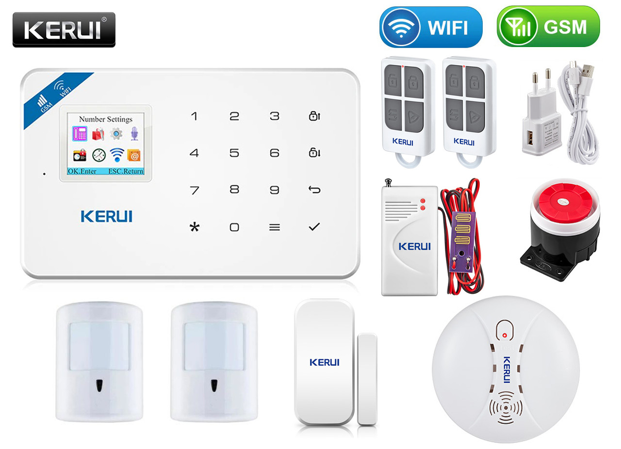 Комплект бездротовий gsm WiFi сигналізації Pro з імунітетом Pet для 1-кімнатної квартири Kerui W18
