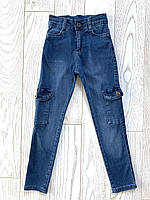 Весняні джинси з карманами на дівчинку 6-9 років.