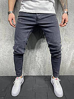ХІТ ВЕСНИ! Темно-сірі графіт чоловічі джинси вузка Skinny, джинсові штани з потертостями весна осінь Туреччина