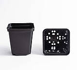 Горщик квадратний 0.5 л / 9х9х10 см для розсади та квітів * технічний пластиковий чорний горщик для рослин, фото 2