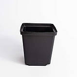 Горщик квадратний 1 л / 11х11х12 см для розсади та квітів * технічний пластиковий чорний горщик для рослин, фото 3