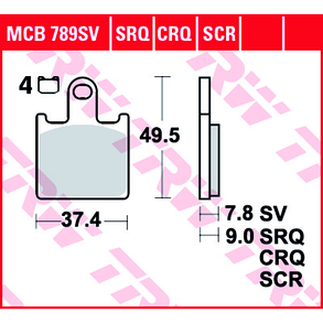 Мотоколодки TRW MCB789SV аналог BREMBO 07KA28SA / FERODO FDB2220ST / EBC FA417/4 /Braking 927CM55 /SBS 838, фото 3