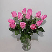 Штучна Троянда рожева, силікон/латекс. Як справжня. 45 см. Уцінка за якістю