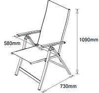 Стілець садовий розкладний 6-позиційний, складаний чорний (алюміній), hotdeal, фото 3