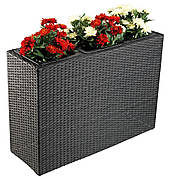 Підлоговий великий садовий горщик для рослин чорний (штучний ротанг), daymart