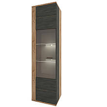 Вітрина з ДСП у вітальню Адель 1Д дуб крафт табако/північне дерево Сокме