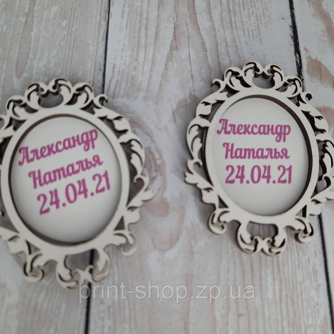 Набір весільних міні монограм для шампанського 2 шт