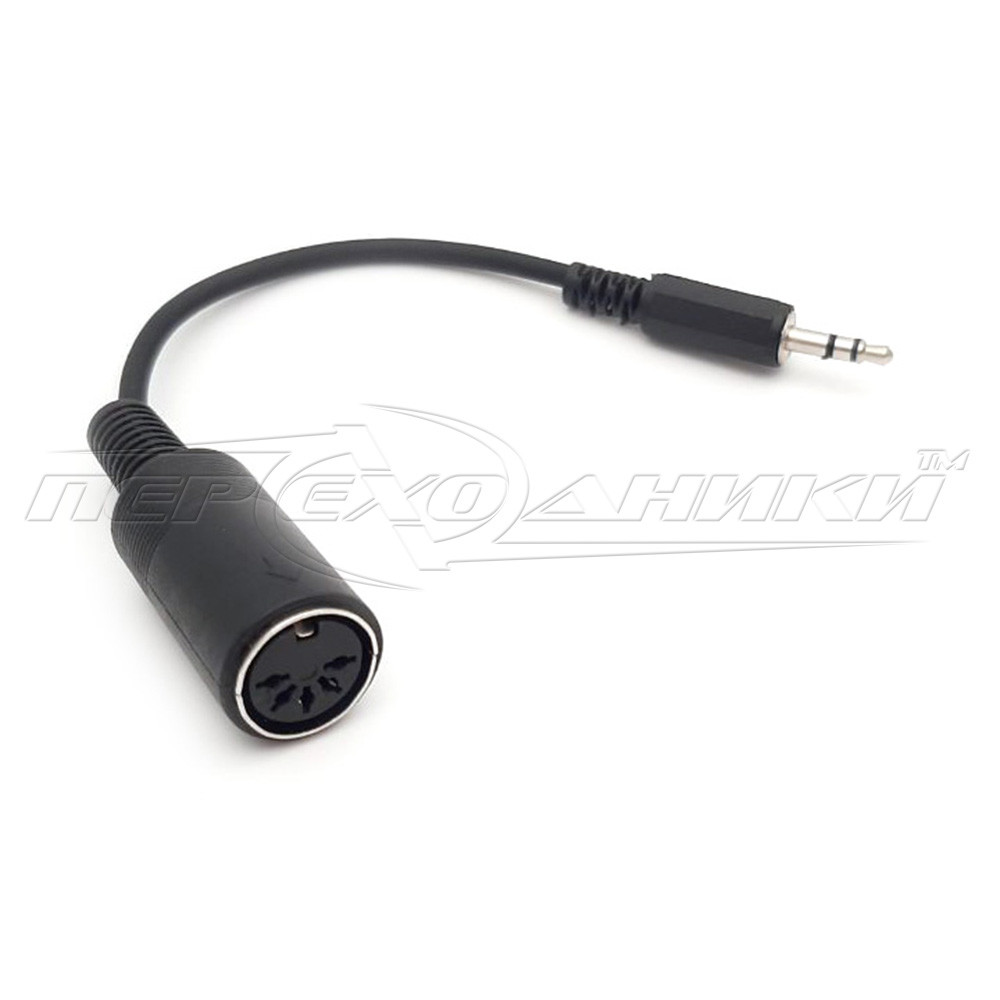 Кабель-перехідник MIDI штекер 3.5 стерео — гніздо DIN 5pin (пластик) на дроті в екрані