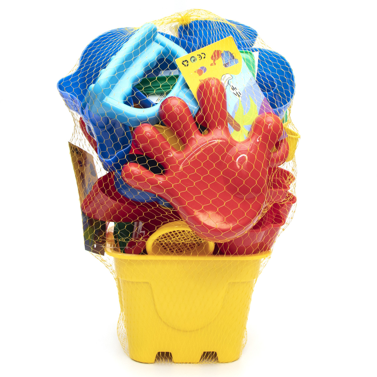 Великий пісочний набір - Jiahe Plastic, 22 шт, сітка, жовтий, різнокольоровий, пластик (JH002)