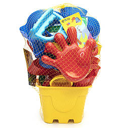 Великий пісочний набір - Jiahe Plastic, 22 шт, сітка, жовтий, різнокольоровий, пластик (JH002)