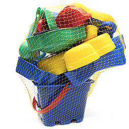 Великий пісочний набір - Jiahe Plastic, 22 шт, сітка, синій, різнокольоровий, пластик (JH003)