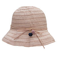 Шляпа детская с бантиком, светло-розовый, 50-52 см, 3-6 лет, рафия (517984)