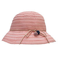 Шляпа детская с бантиком, розовый, 50-52 см, 3-6 лет, рафия (518011)