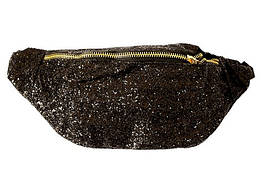 Сумка на пояс Kidis з глітером на 1 змійці з підкладкою 30х12 см чорна