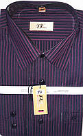 Рубашка мужская LViktor vd-0090 чёрная в полоску классическая с длинным рукавом 39