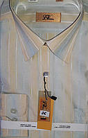 Рубашка мужская LViktor vd-0076 бежевая в полоску классическая с длинным рукавом