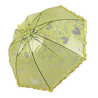 Детский прозрачный зонт-трость с ажурным принтом от SL, желтый, 018102-4