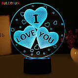 3D світильник, "Три серця", подарунок для улюбленого чоловіка, подарунки коханому на день народження, фото 5