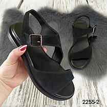 Жіночі босоніжки чорні натуральна замша Україна, фото 2