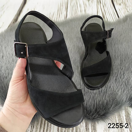 Жіночі босоніжки чорні натуральна замша Україна, фото 1