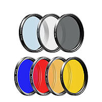 Комплект повнокольорових фото лінз для телефону 52 мм APEXEL 7в1 CPL, Star, ND та 4 кольорові фільтри