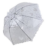 Дитяча прозора парасоля-тростина з ажурним принтом від SL, білий, 018102-3