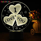 3D світильник, "Три серця", оригінальні подарунки на ін подрузі, прикольні подарунки для подруги, фото 7