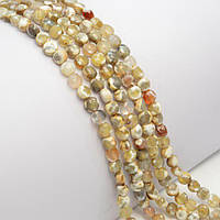 Бусини Агат Жовтий 60 шт. плоскі грановані 6х4 мм