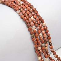 Бусини Яшма Червона 60 шт. плоскі грановані 6х4 мм