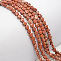 Бусини Яшма Червона 60 шт. плоскі грановані 6х4 мм