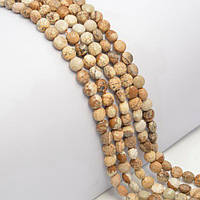 Бусини Яшма Пейсажна 60 шт. плоскі грановані 6х4 мм