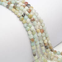 Бусини Амазоніт Мікс 60 шт. плоскі грановані 6х4 мм